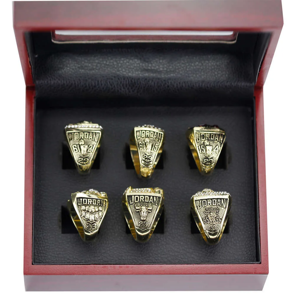 B3yw Band Rings New Steel Film Chicago Bulls 6-year Championship Ring Set Fan Collection Size