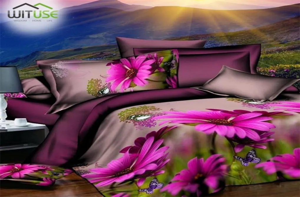 Conjuntos de ropa de cama cómodos de lujo 3D Rose Juez de ropa de cama de la cama Cubierta de la cubierta de la cubierta de la almohada del almohada de la almohada de la reina Ropa de Cama LJ6226770