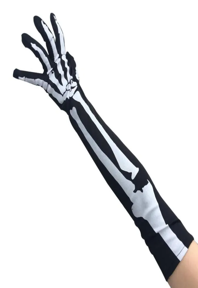 Nouveaux gants à main Halloween Skull Long Section cinq Gants de doigts Gants Gants Finger Gants Halloween Costumes PropS1735760
