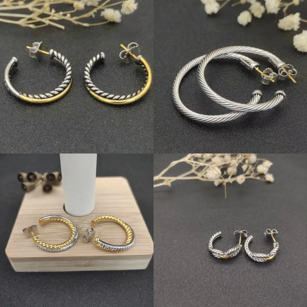 Silver Hoop Dy Ohrringe Bolzen Ohrringe Dy Schmuck für Frauen Männer vergoldete Edelstahlohrring Designer Jewelly Frau Damen Mädchen Party Geburtstag Geschenk Großhandel Großhandel