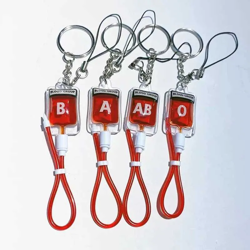 Keychains Bedanyards New Blood Bag Keychain AB BO BACO DE SAPA DE SANGUE PENENTE PENANDO CHAINCHAIN CHANTRADOR HABLESA DE HALLOWEEN JOENS PRESENTES Q240429