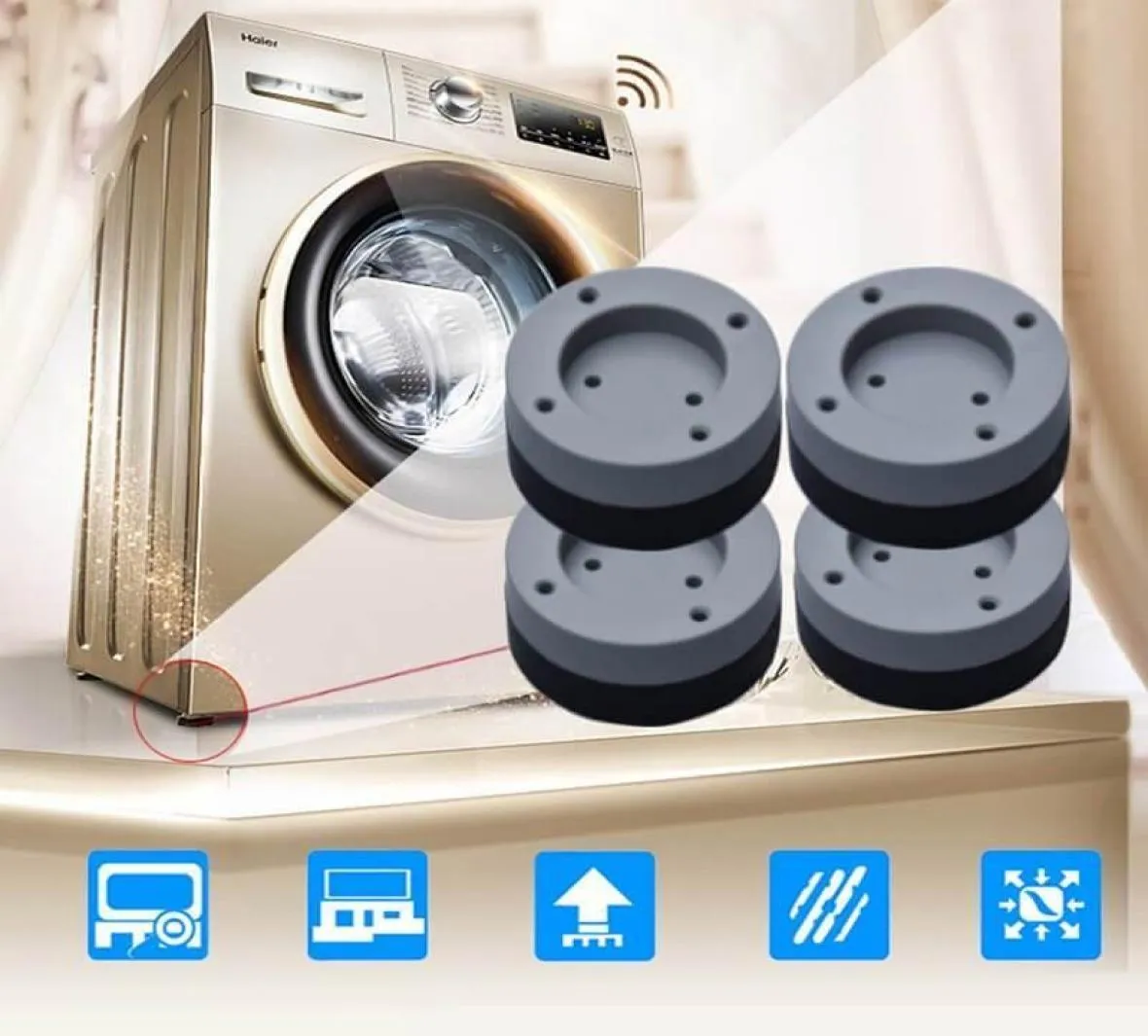 Antislip ve Noisereducking Washing Makinesi Ayakları Soygun Paspaslar Buzdolabı Antivibrasyon Pedi 24 PCS Mutfak Banyosu MAT8744850