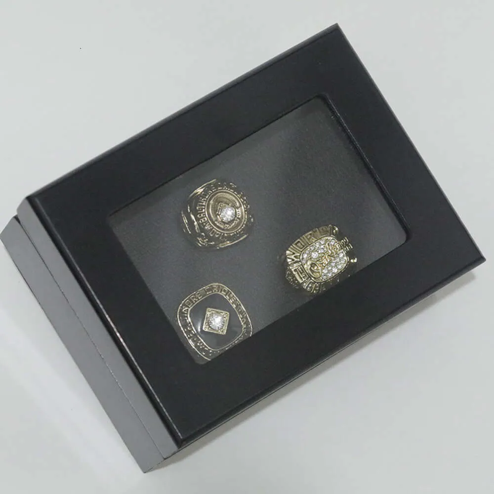 Bandringe Baseball 1966 1970 1983 Baltimore Oriole Championship Ring 3 Solid Black Wooden Box Set