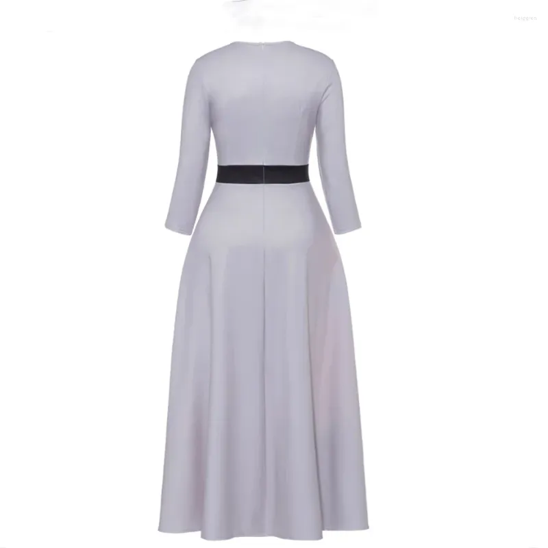 DHgate.com:Gray Striped Color Block Maxi Dress - 3/4 Sleeve DHgate.com:Gray Striped Color Block Maxi Dress - 3/4 Sleeve