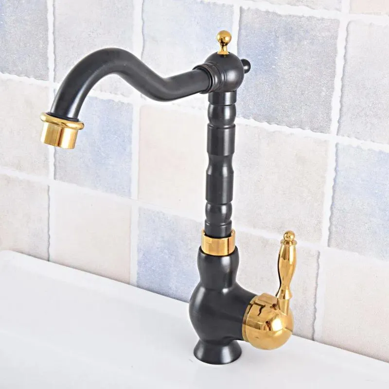 Küchenarmatur Schwarzes Gold Messing Badezimmer Becken Waschbecken Wasserhahngefäß Taps Mixer Schwenksput