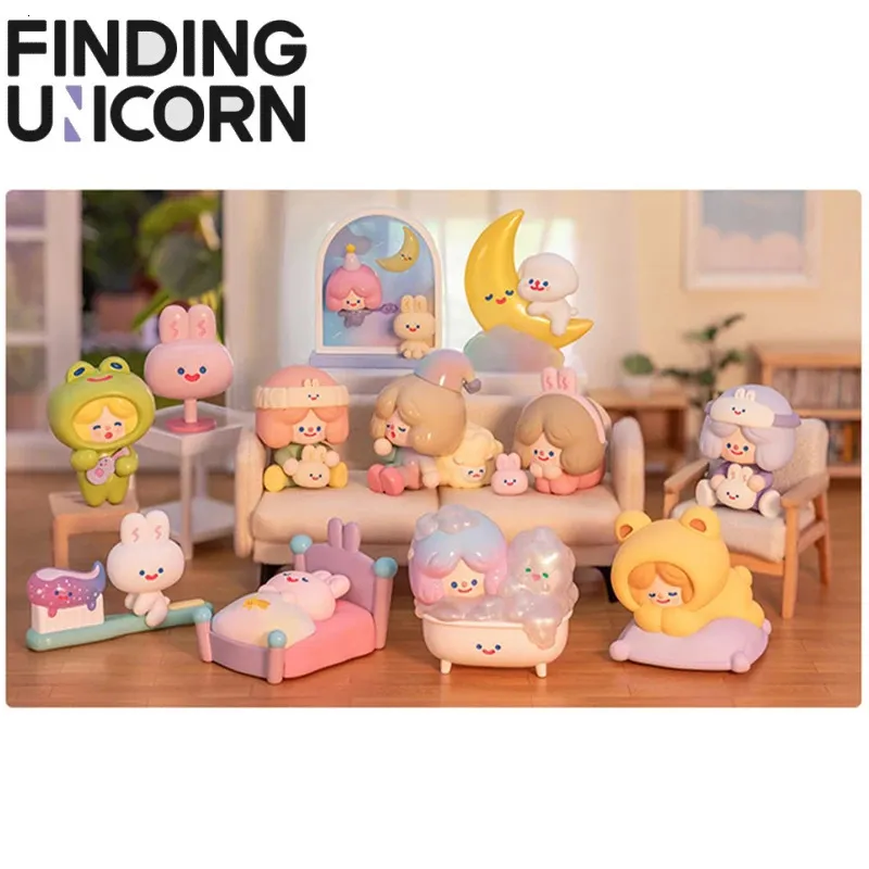 Оригинальный поиск Unicorn Rico Happy Dream Series Blind Box Girls Action Figure Cite Model Подтверждение стиля коллекция Toys Ins Gift 240422