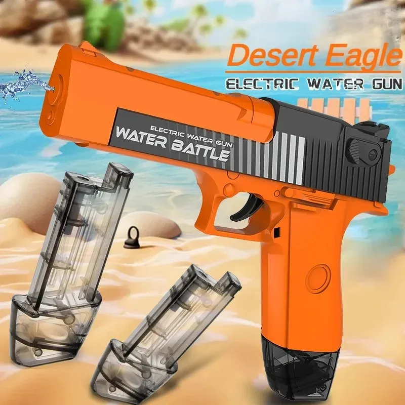 Desert Eagle Watergun Elektrische automatische kontinuierliche Feuerwehrpistole große Kapazität Hochgeschwindigkeitspistole Sommer -Strandspielzeug für Kinder 240415