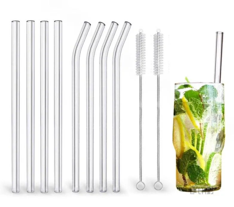 Clear Glass Straws for Smoothies Cocktails Drinking Straws Healthy Reusable Eco Friendly Straws Drinkware Accessory9661040