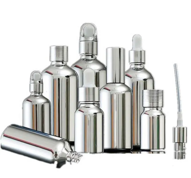 Bottiglie di stoccaggio barattoli 5ml100ml in vetro argento in vetro essenziale gocce di palatteria per pacchetti cosmetici siero di lozione spray Atomize4978558