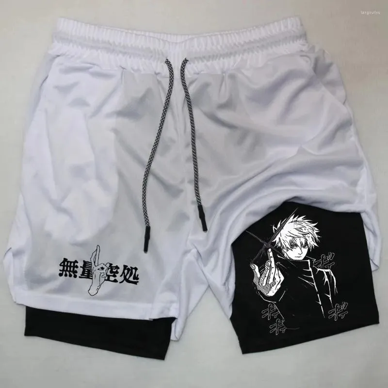 Men's Shorts 2024 Anime Compression Summer Sportswear Men GYM 2 In 1 Training Workout Male Fitness Sport