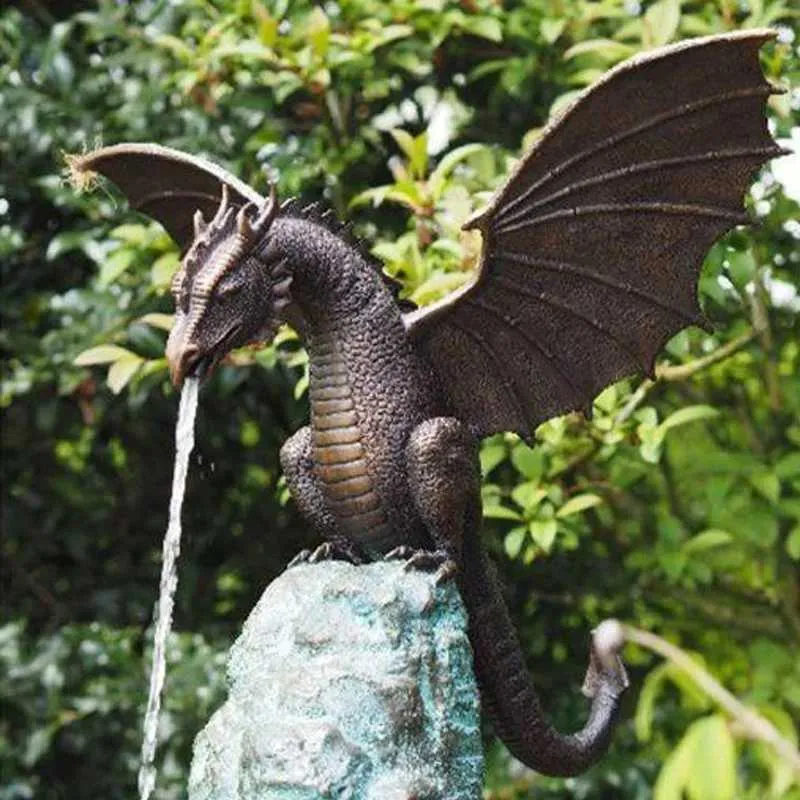 Planters Pots Precision casting fireproof dragon sculpture water landscape resin fountain majestic home garden decoration Q2404291