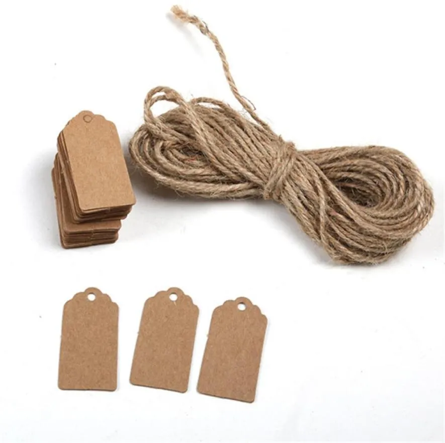 1000pcs Brown Kraft Paper Tags Lace Scallop Head Label Luggage Wedding Note String DIY Blank Hang tag3571268