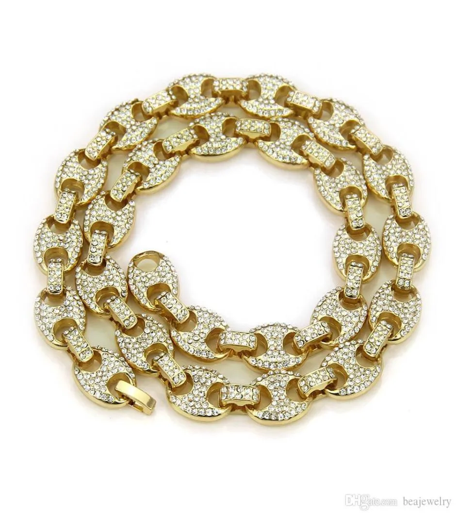 Gioielli hip hop alla moda da 12 mm in argento goldio ghiacciato per perle da caffè marino a scarpone per perle a catena cubana collana bling per uomini 5555549