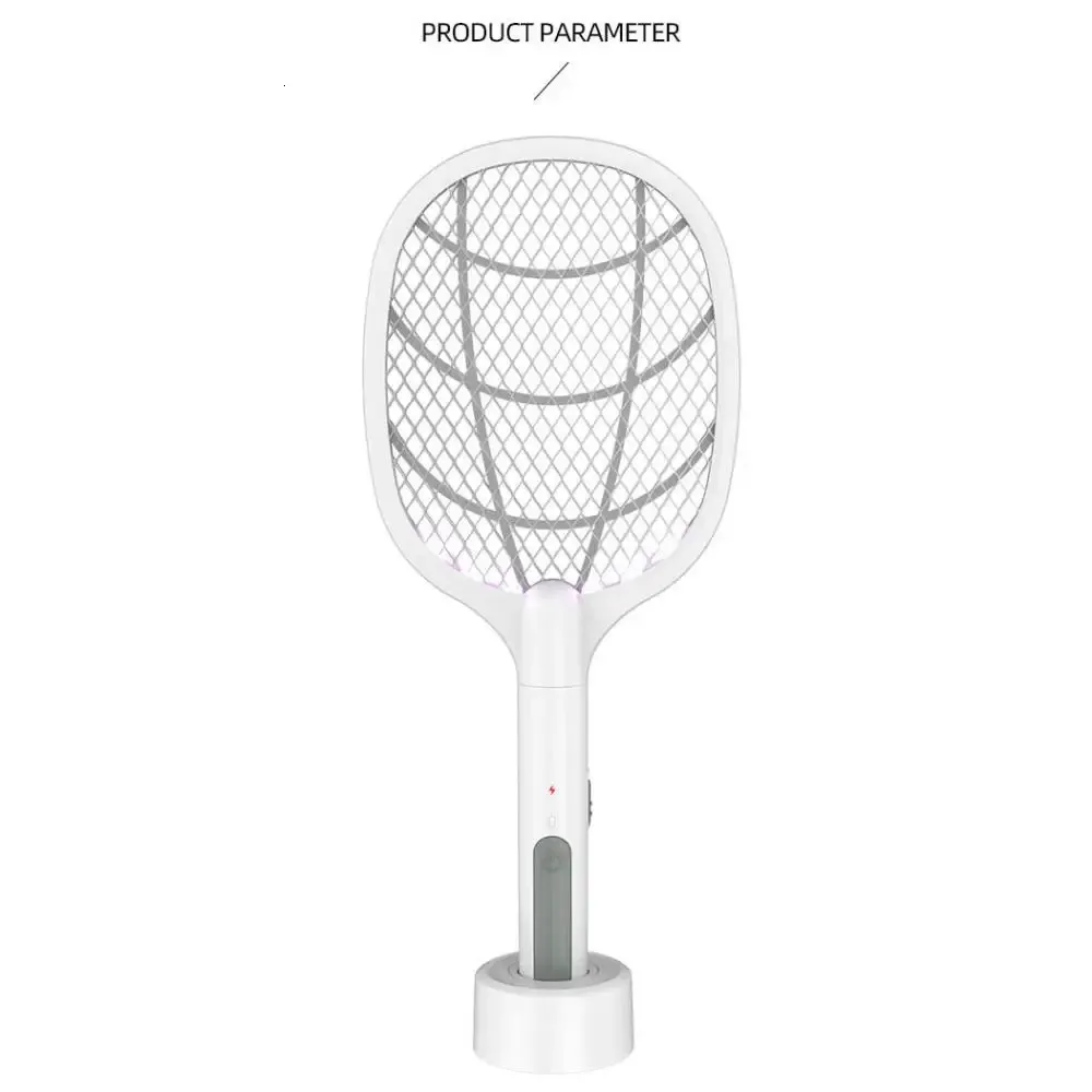 Electric Mosquito Killer 2 in 1 mit Basishalter Fly Swatter Trap Handheld 3000 V USB wieder aufladbar 240415