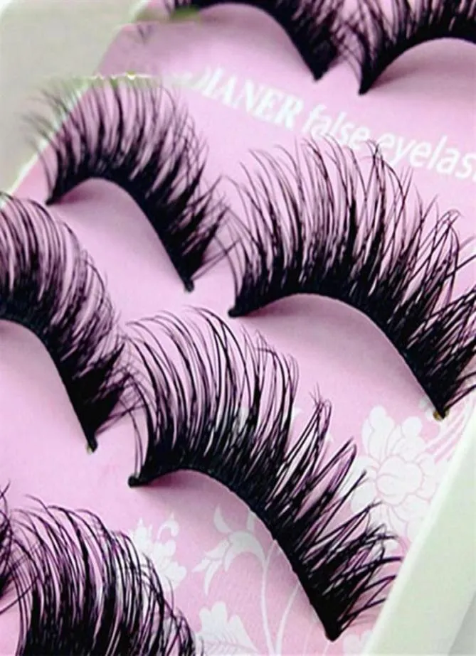 Whole 5 Pairs Women Lady Lashes Makeup Handmade Thick Fake Cross False Eyelashes Tools28811872083