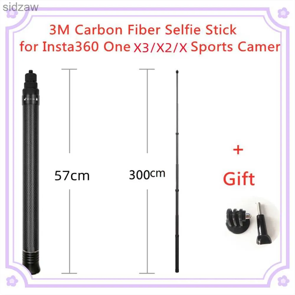 Selfie Monopods 3-meter ultralång kolfiber Invisible Selfie Stick Lämplig för Insta360 x4/x3/x2/Action 4/3/12 Camera Selfie Stick Accessories WX