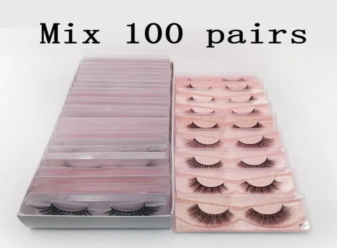 Eyelashes inteiros 20304050pcs cílios de vison com cílios a granel Lashes naturais falsos transparentes pacote maquiagem7620462