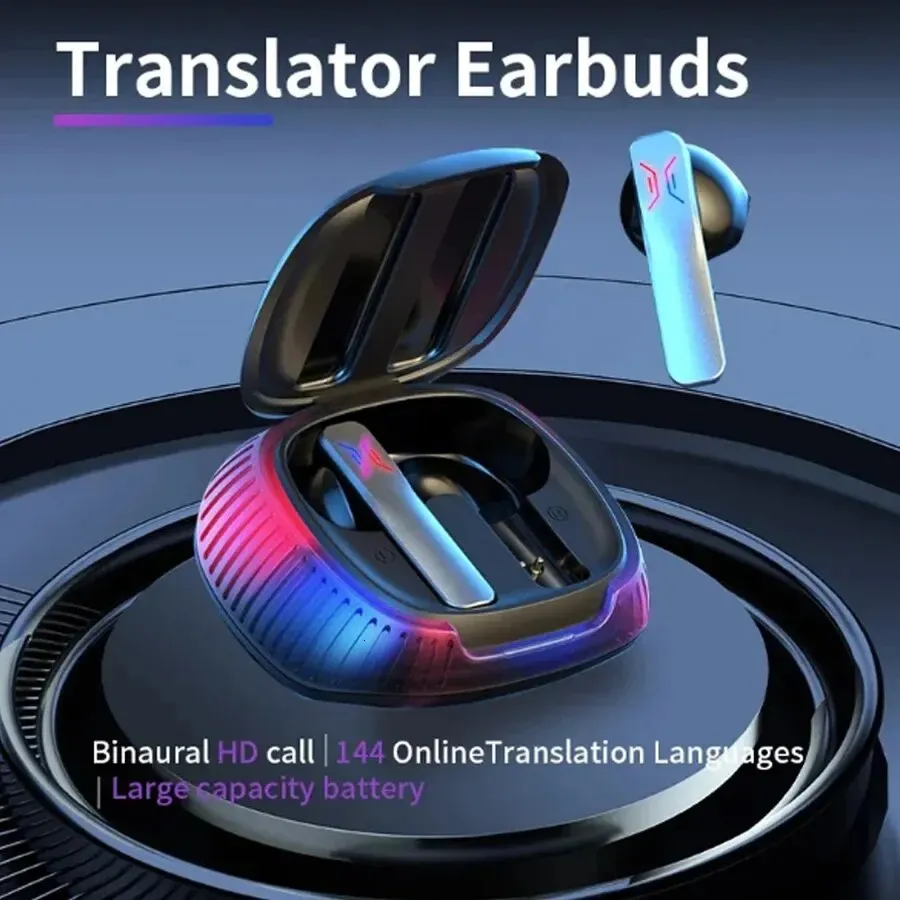 언어 번역 이어 버드는 114 개의 언어를 무선 Bluetooth App Travel Translator 240430과 실시간으로 동시에 번역합니다.