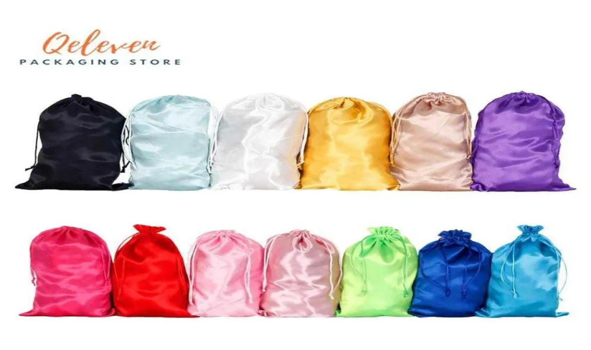Blank 13 couleurs Silk Satin Extension d'emballage Sacs Human Femmes Vierge Virgin Hair Wigs Bundles Emballage Sacs Gift Packaging Sac Y08796992