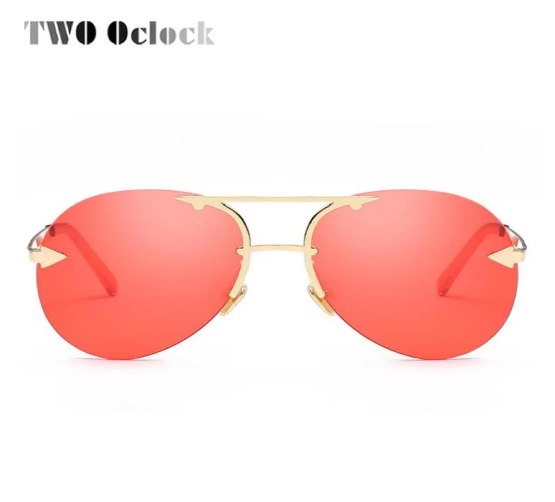 Deux lunettes de soleil pilotes surdimensionnées Femmes Vintage Transparent Red Sun Glasses Rimless Aviation Eyewear R661677773453