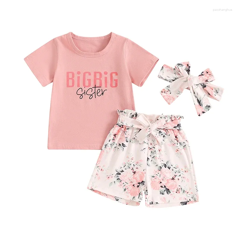 Set di abbigliamento sorella abbinamento di abiti grandi magliette nata per bambina floreale cortometrali