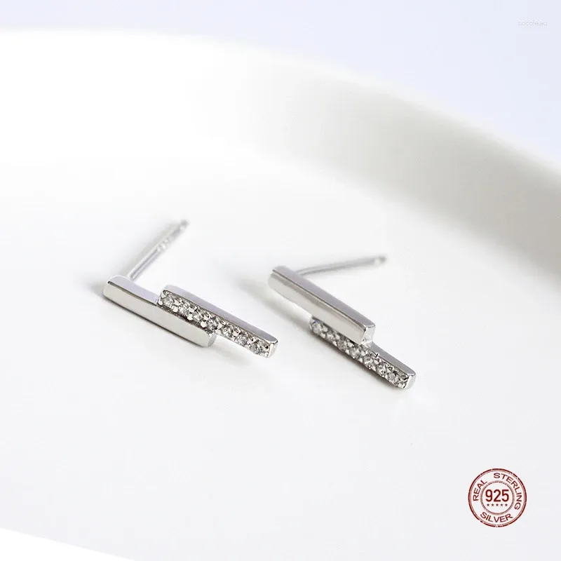 Orecchini per borchie Lko Real 925 Geometria in argento sterling Long Square per donne semplici per le ore d'orecchio per le orecchie di gioielle