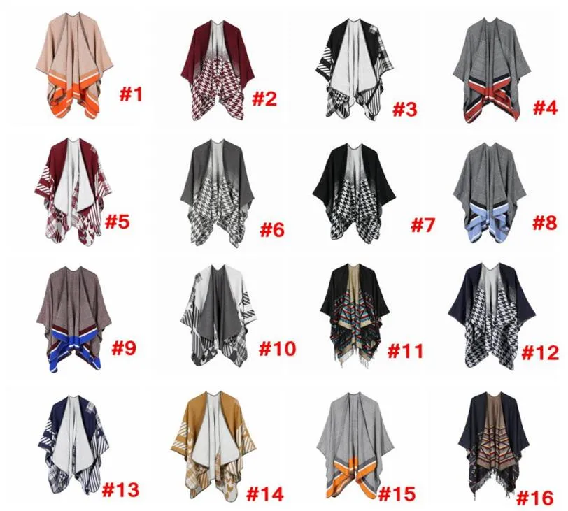 Women Scarf Cardigan 130150 cm Houndstooth Poncho Cape Spring Autumn ciepły koc płaszcz Paszmina szal Scalf Fat LJJA33198118771