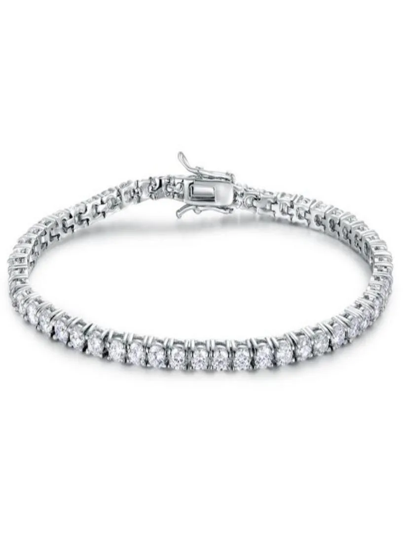 Bracelet de tennis CZ de qualité 4A 4A dans des bijoux classiaux en argent sterling réel Solide 925