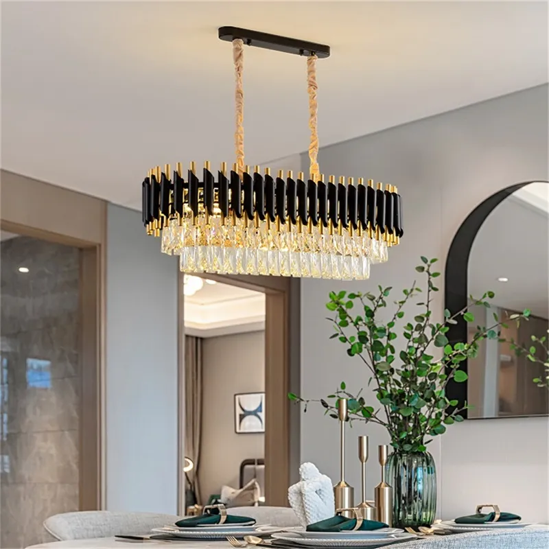 Modern Crystal LED Chandeliers for Foyer Hall Dining Living Room Decor Clear Designer Pendant Lights Lustre Suspension Luminaire