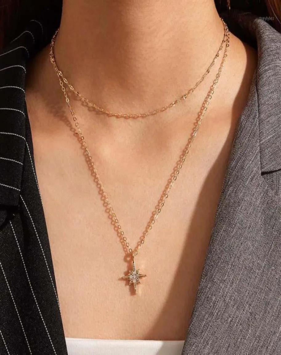 Hänge halsband halsband skiktade chokers kristall lyxen penram mode vinstockar smycken stjärna kvinnor smycken guld kedja grossist gåvor19503947