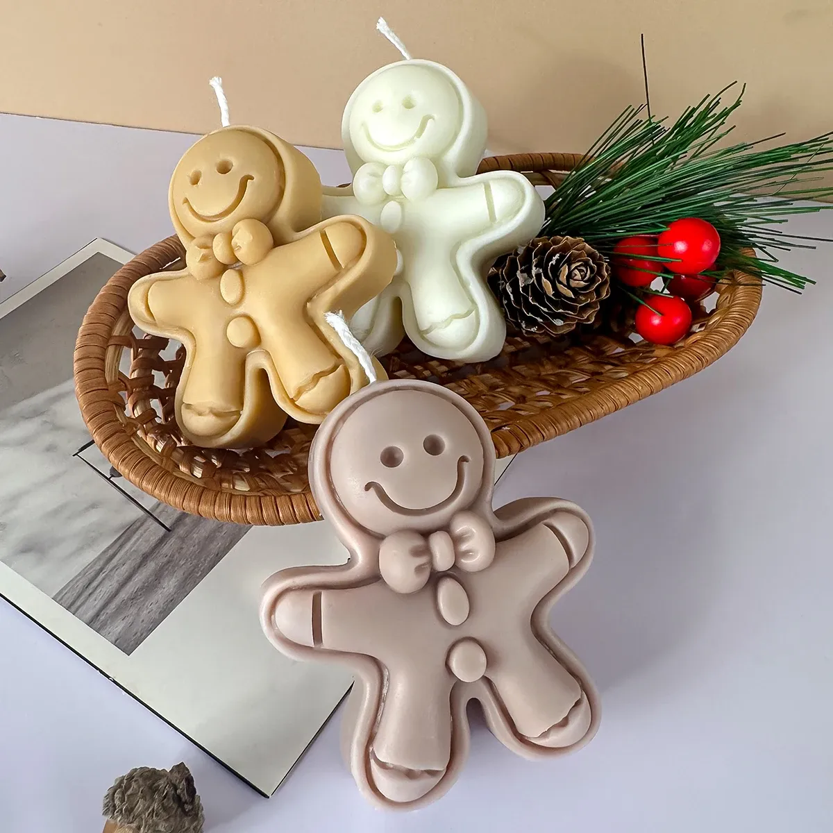 CANDOLE Gingerbread Man Stampo in silicone Nuovo Gingerbread Sugar Cake Candele fai -da -Te Prodotti per il Festival Mormo Regali di Natale Decorazioni di Natale