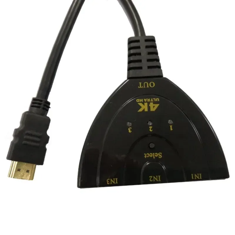 Interrupteur compatible HDMI KVM Splitter 4K 2K 3D 3 Entrée 1 Sortie Mini 3 Port Video Switcher Hub 1080p pour DVD HDTV Xbox PS3 PS4