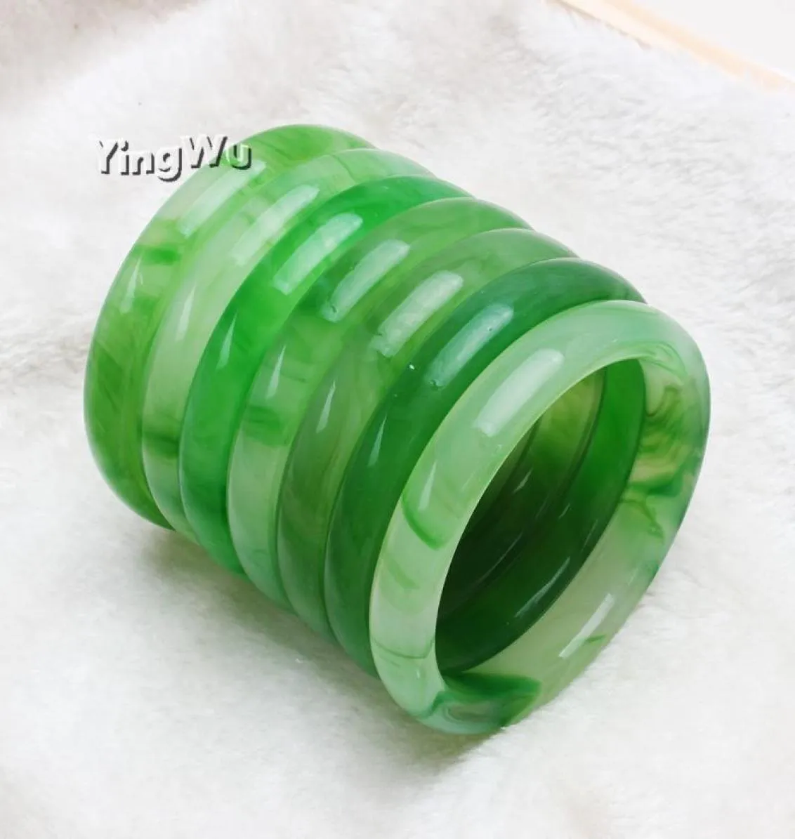 Yingwu 10pcs Lot Beauul Jade Bangle Natural Green Agate Lucky Cute Sweet Girl's Gift Bangles Fine Jewelry 60mm2922606