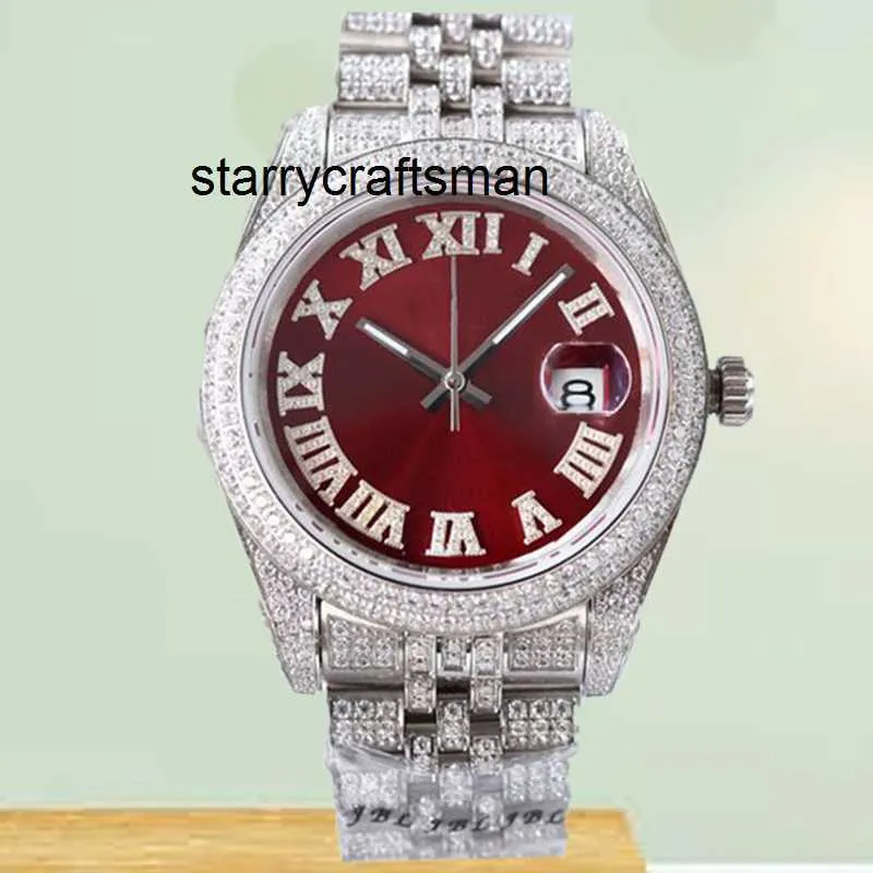 Ruch Watch VVS Luksusowy Bling Diamond Watch Iced Out Watch Designer Mens Watch For Men Wysokiej jakości Montre Automatyczne Ruch Montre de Luxe 41 mm
