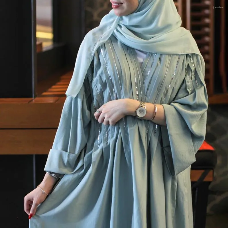 Vêtements ethniques Fashion Sequins Abaya pour femmes Marocain Evening Party Robe musulman Robe Eid Djellaba Kimono Jalabiya Dubai Turkey Robe