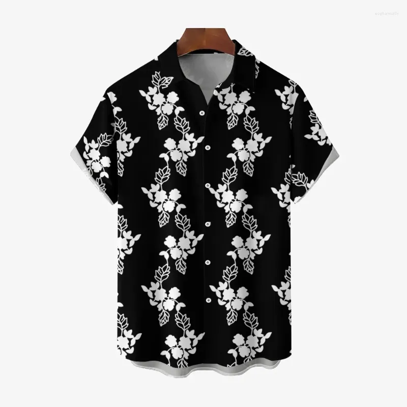Mäns casual skjortor 2024 flerfärgade blommor och vinstockar mönster 3D-tryckning kortärmad skjorta fashionabla mångsidig lös