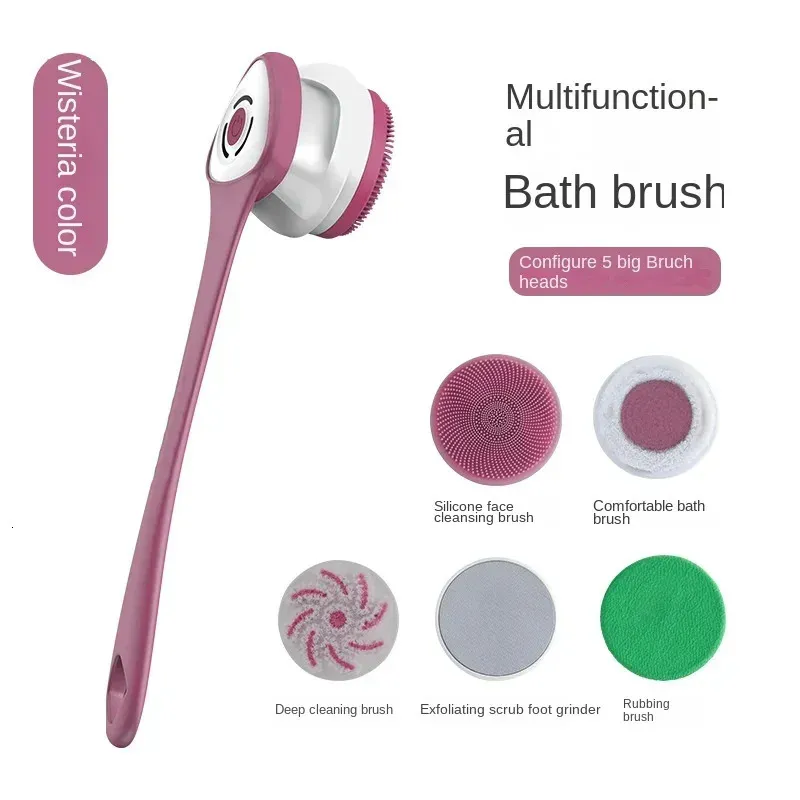 Silicone Body Scrubber Electric Shower Brush Cordless USBcharge Bath Washing Silicon Back Massage Foot Exfoliating Skin Friendly 240418