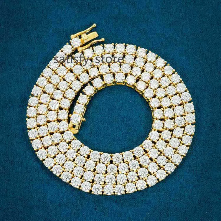 En stock 925 argent 4 mm VVS Collier de chaîne de tennis en diamant Moisanite Bracelet personnalisé 14K 18K REAL SLIDE GOLD ICED OUT OUT