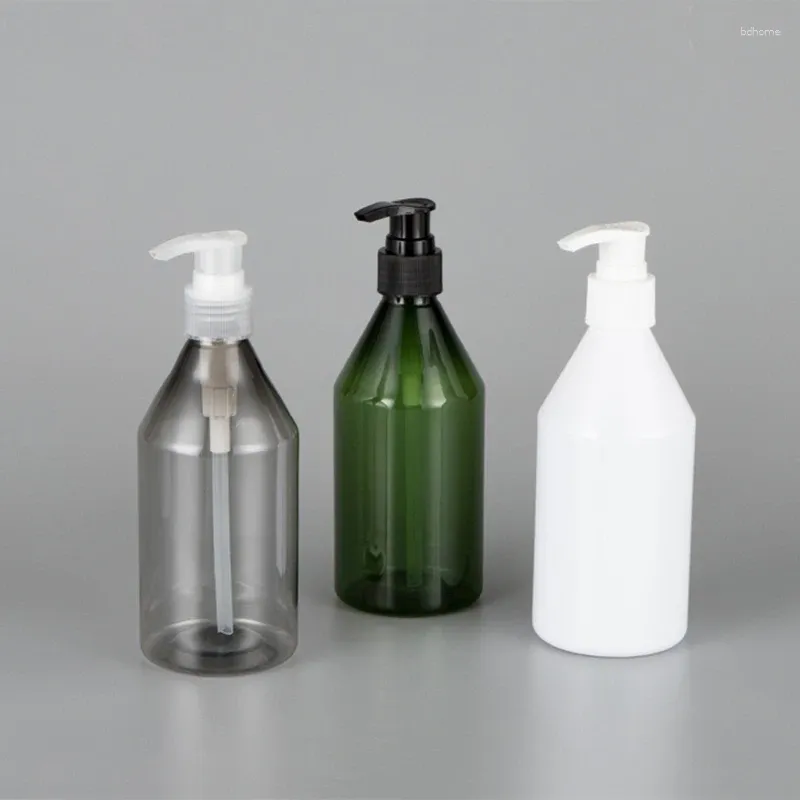 Depolama Şişeleri 20pcs 300ml Boş Plastik Gri Beyaz Yeşil Sıvı Sabun Duş Jel Şampuan Yüz Temizleyici Şişesi için Losyon Pompası