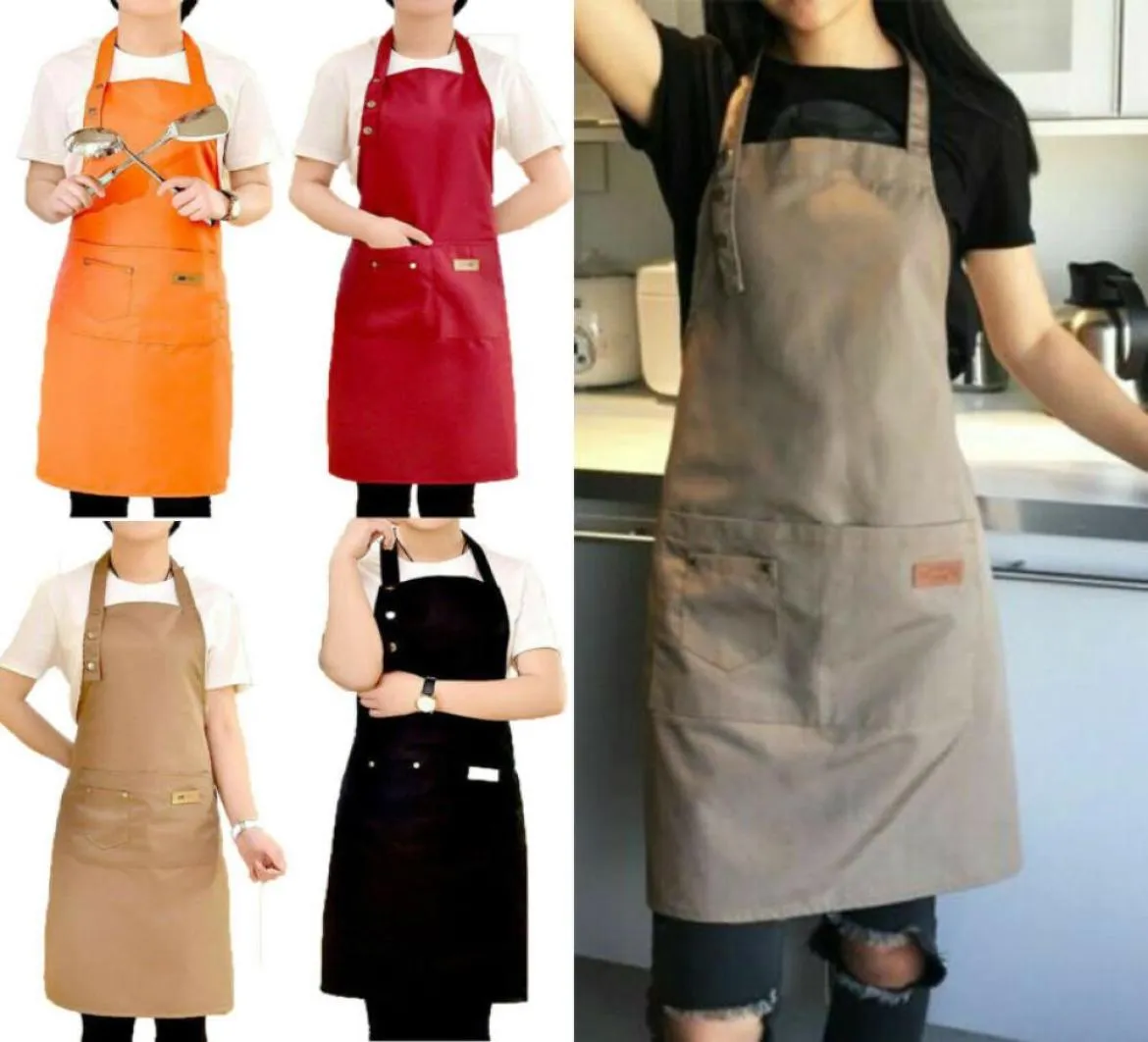 A 1pc 2020 unisex denim canvas fickor förkläde slaktare hantverk bakningskockar kök matlagning bbq plain2754082