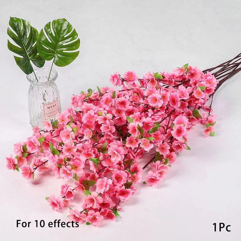 Dekorative Blumen 1pc Bieger Heimdekor Pfirsich Blüte Zweig Lange Stängel Vase -Arrangements Künstliche Blumenseide DIY LIFELISCH