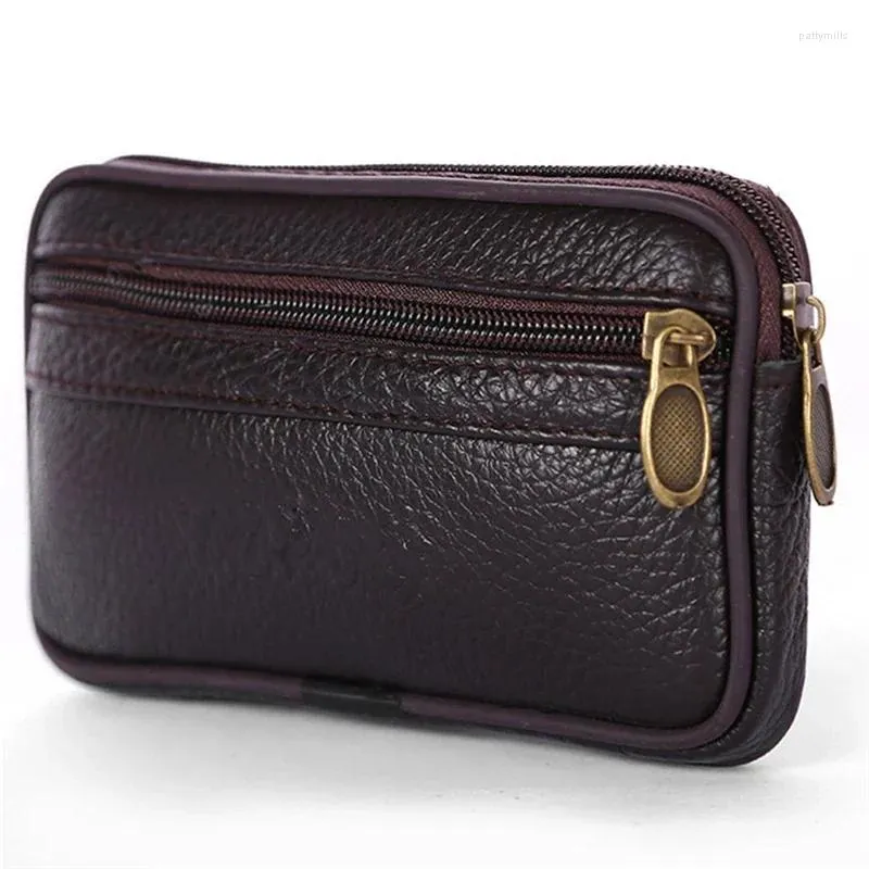 Taillezakken Leather Fanny Pack Heren riemtas Travel Cash Card Holder Wallet Telefoon Pouch Casual Purse