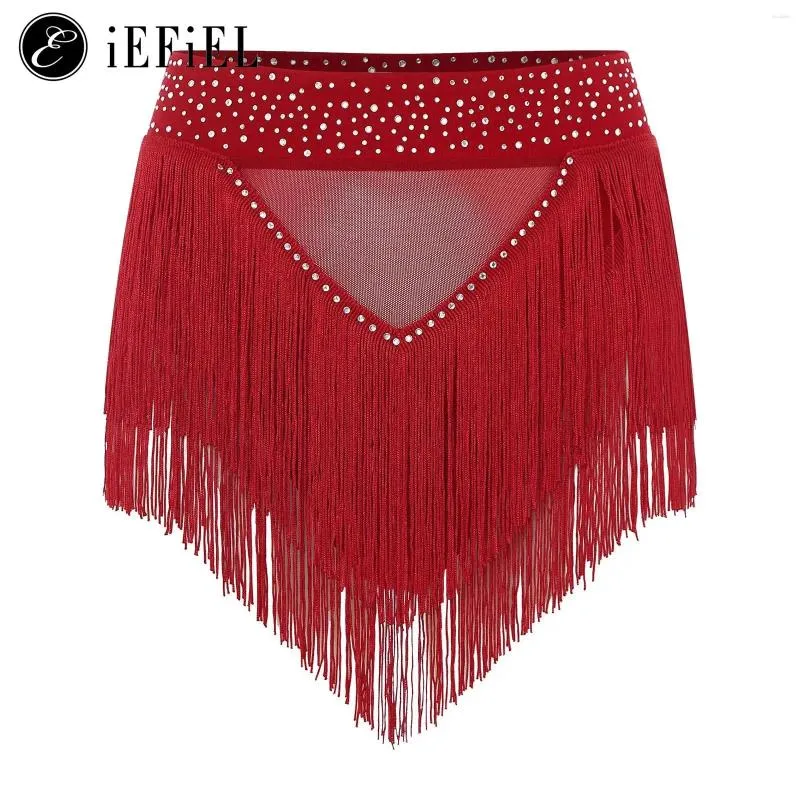 Wear Womens Womens Ringestone Tassel Fringe Fringe Dance Jupe Ballroom Latin Salsa Tango Samba Rumba Dancing Performance Costume Dancewear