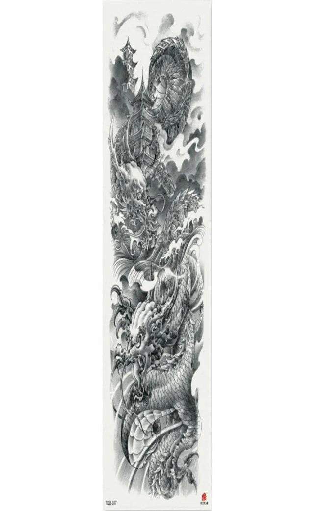 1 -częściowy chiński totem chmur smoka Tymczasowa naklejka na tatuaż z ramionami Art Art Big Sleeve duży fałszywy tatuaż naklejka 8671434