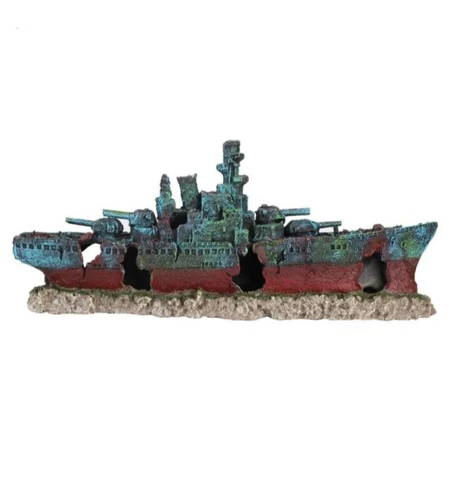 Wrak żywicy łódź strzępka stojakowa War statek akwarium akwarium ozdoby dekoracji jaskini dekoracji 5994924