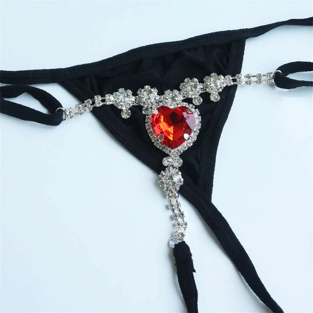 Akcesoria kostiumowe seksowne błyszczące czerwone kryształowe szorty łańcuch talii wisiew w zawieszce klub nocny impreza rhinestone bikini bielizny pasujące akcesoria