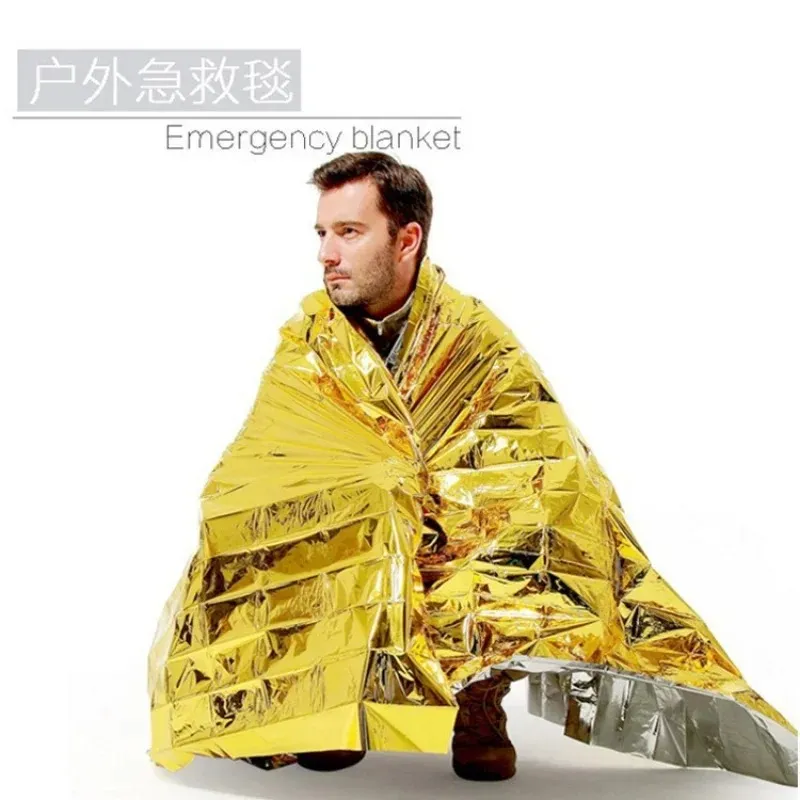 Emergency Blanket Outdoor Survive First Aid Military Rescue Kit Windproof Waterproof Foil Thermal Blanket for Camping Hiking Hot