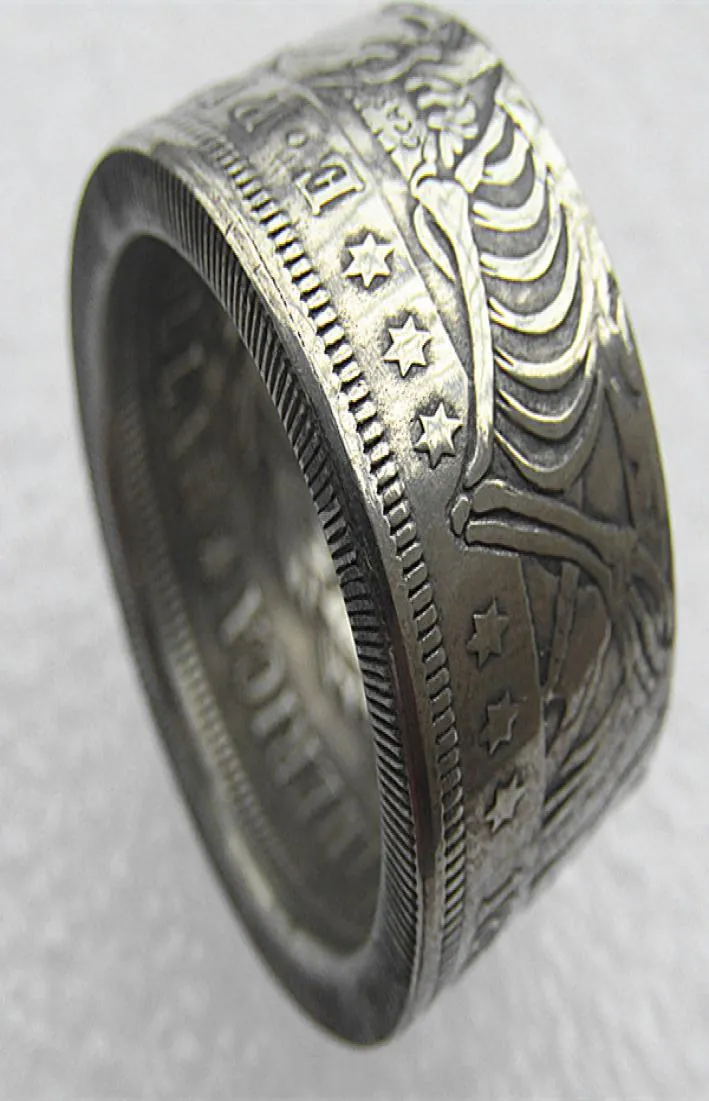 خاتم النقود الخاتم اليدوية خمر مصنوعة يدويا من الولايات المتحدة هوبو الدولار الفضة مطلي الولايات المتحدة الحجم 8168446776