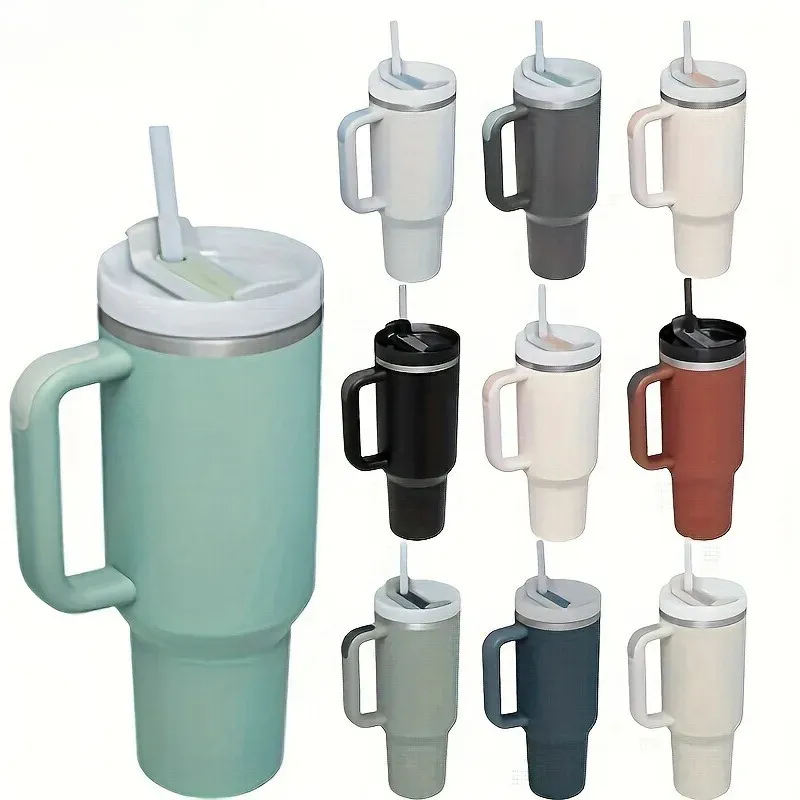 40 Unzen Edelstahl Flachglas mit Griff und Strohsportle für Männer Frauen Kaffee Tasse-perfekte Geschenk.240425