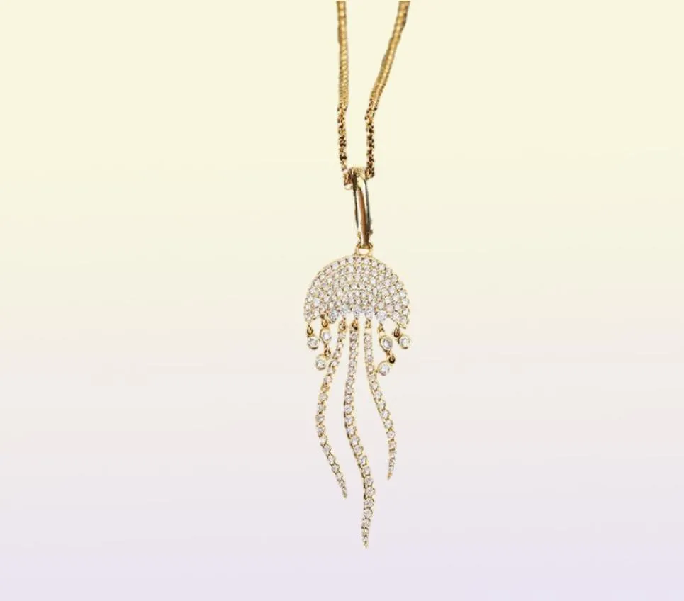 New Micro Crystal Jellyfish Luxury Clavicle Chain Necklace Ocean Tropical Design Tassel Gold Color Woman Necklace Zk30 X07073262058232750